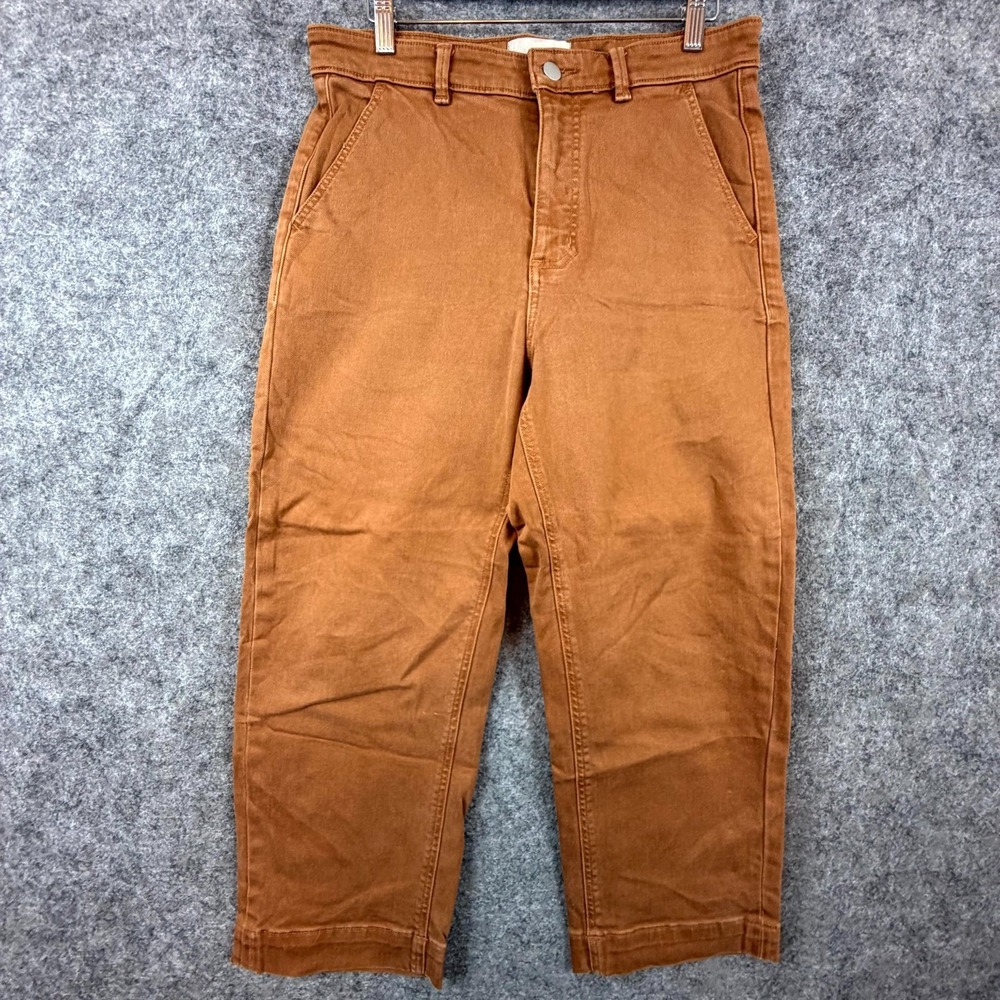 Everlane The Straight Leg Crop Short Pants Womens 10 Brown High Rise Casual